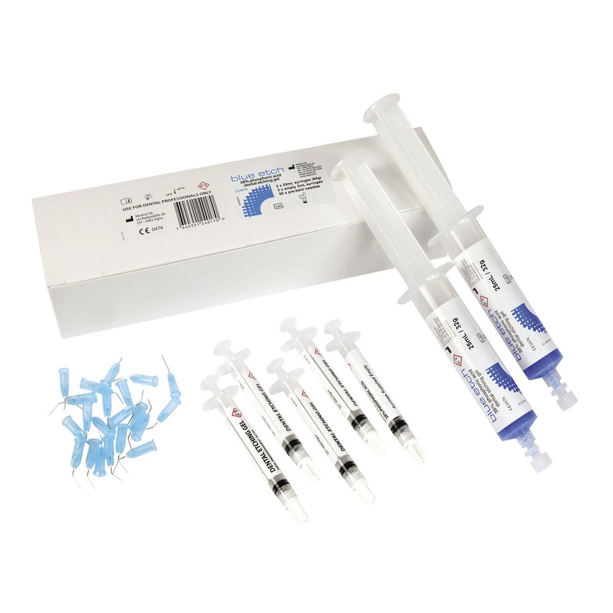 BLUE ETCH ECONOMY PACK - 2 siringhe da 25 ml (32 g) cad. 5 siringhe vuote, 50 puntali 25 G