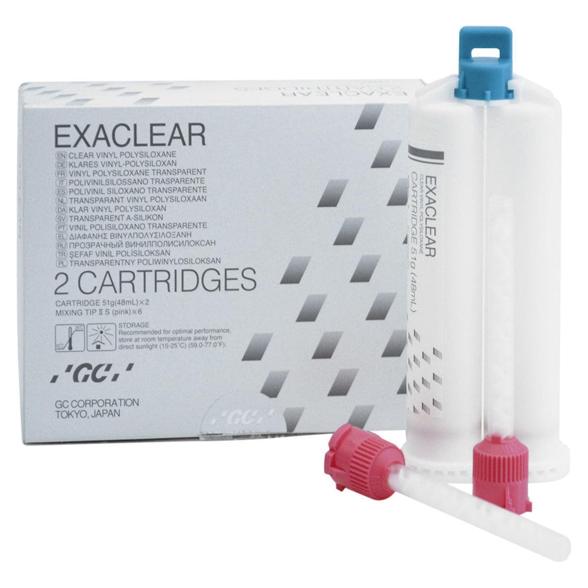 EXACLEAR - Confezione: 2 cartucce da 48 ml cad. + 6 puntali di miscelazione (rosa)