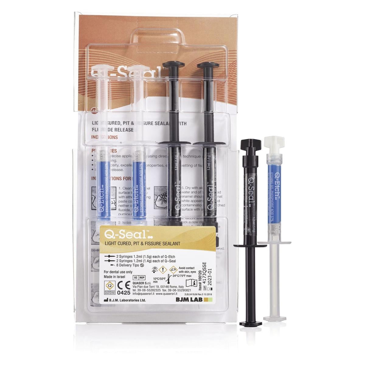 Q-SEAL - Kit: 2 siringhe da 1,2 ml cad., 2 siringhe di Q-Etch da 1,2 ml, 8 puntali applicatori 25 G