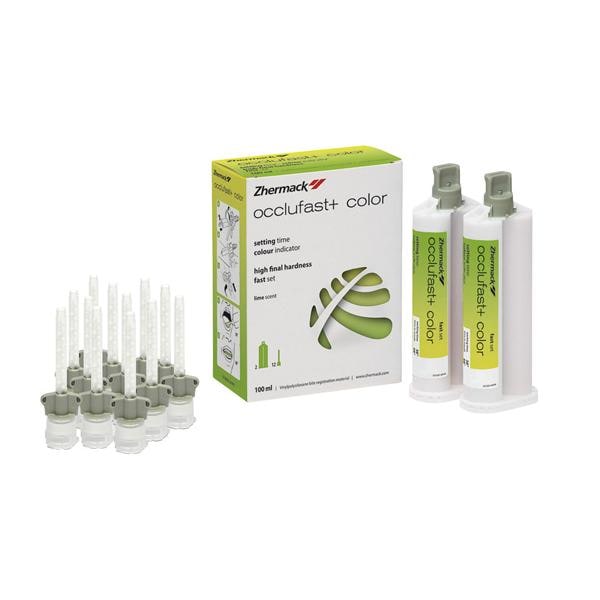 OCCLUFAST+ COLOR (PER MISCELAZIONE MANUALE) - Standard pack: 2 cartucce da 50 ml cad. + 12 puntali miscelatori grigi