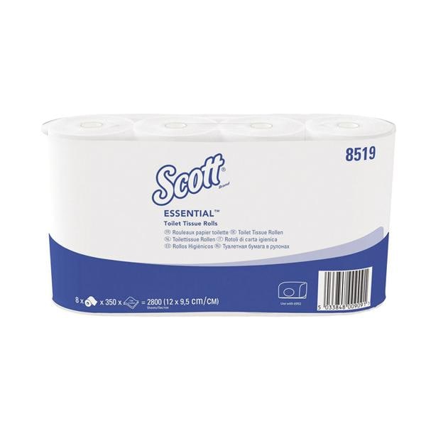 CARTA IGIENICA SCOTT ESSENTIAL - Confezione: 64 rotoli (8 pacchi x 8 rotoli)