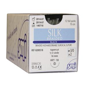 SUTURE SETA - AGO DORSO TAGLIENTE 1/2 CERCHIO - 12 PZ - AGO HS 17 mm - CALIBRO 4/0-EP 1,5