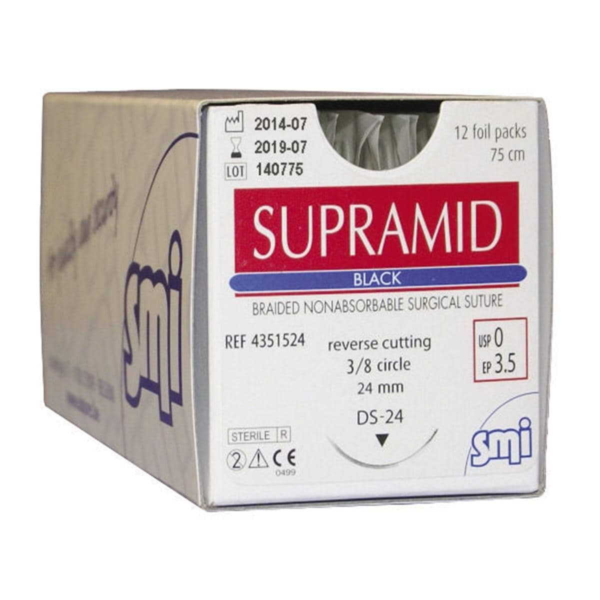 SUTURE SUPRAMID - AGO DORSO TAGLIENTE - 3/8 DI CERCHIO - 12 PZ - AGO DS 19 mm CALIBRO 4/0-EP 1,5