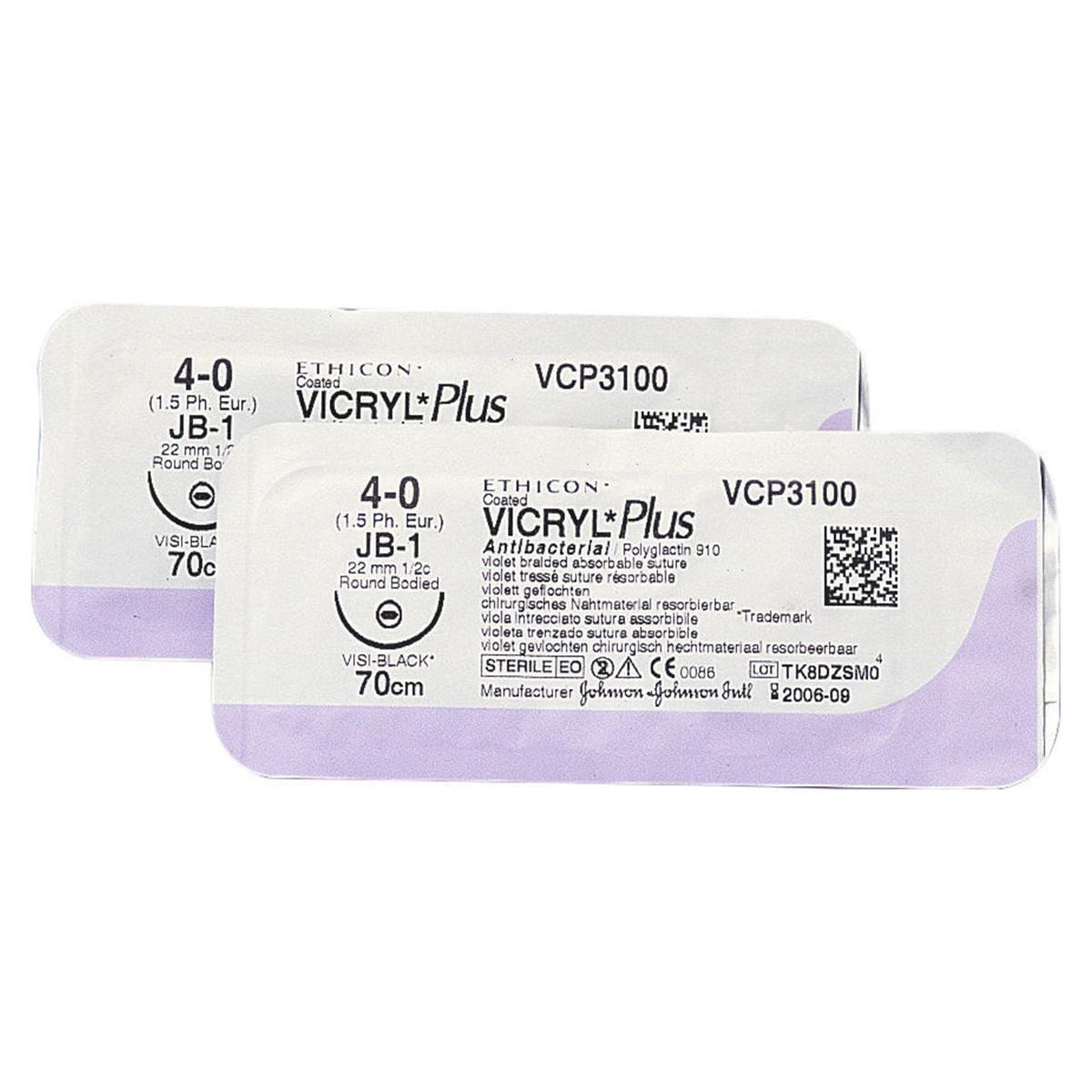 SUTURE VICRYL PLUS AGO CILINDRICO PLUS FILO 45 CM - VCP 460 h - 3/0 (2) 22 mm - 36 pz.