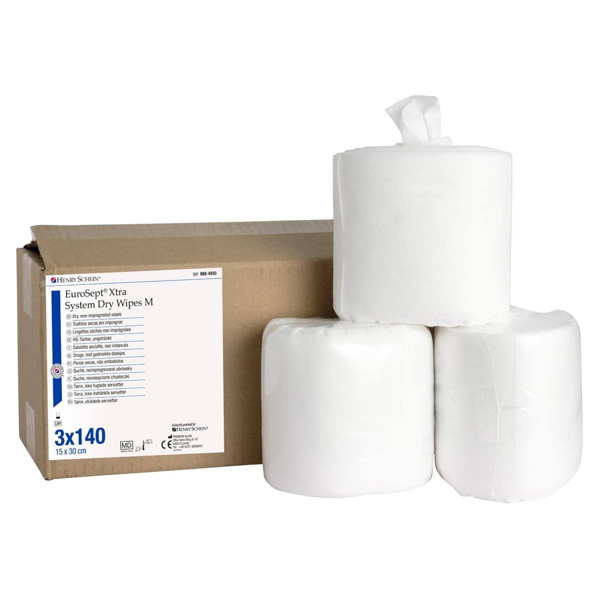 EUROSEPT XTRA SYSTEM DRY WIPES M - Confezione: 3 rotoli da 140 strappi